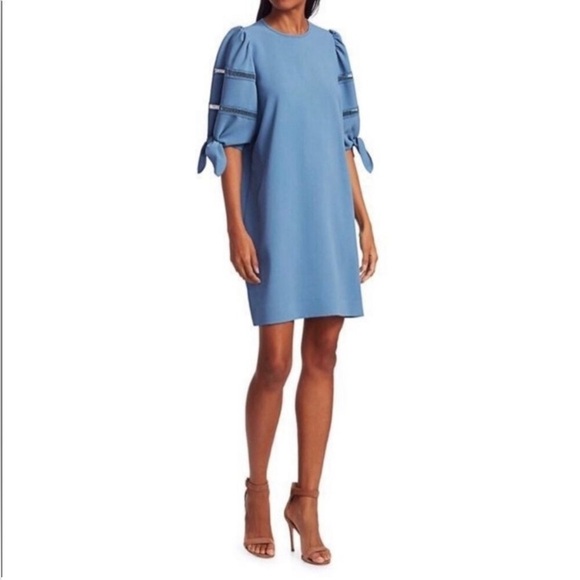 See by Chloe Riverside Blue‎ Shift Puff Sleeve Dress Size Large - Picture 2 of 16